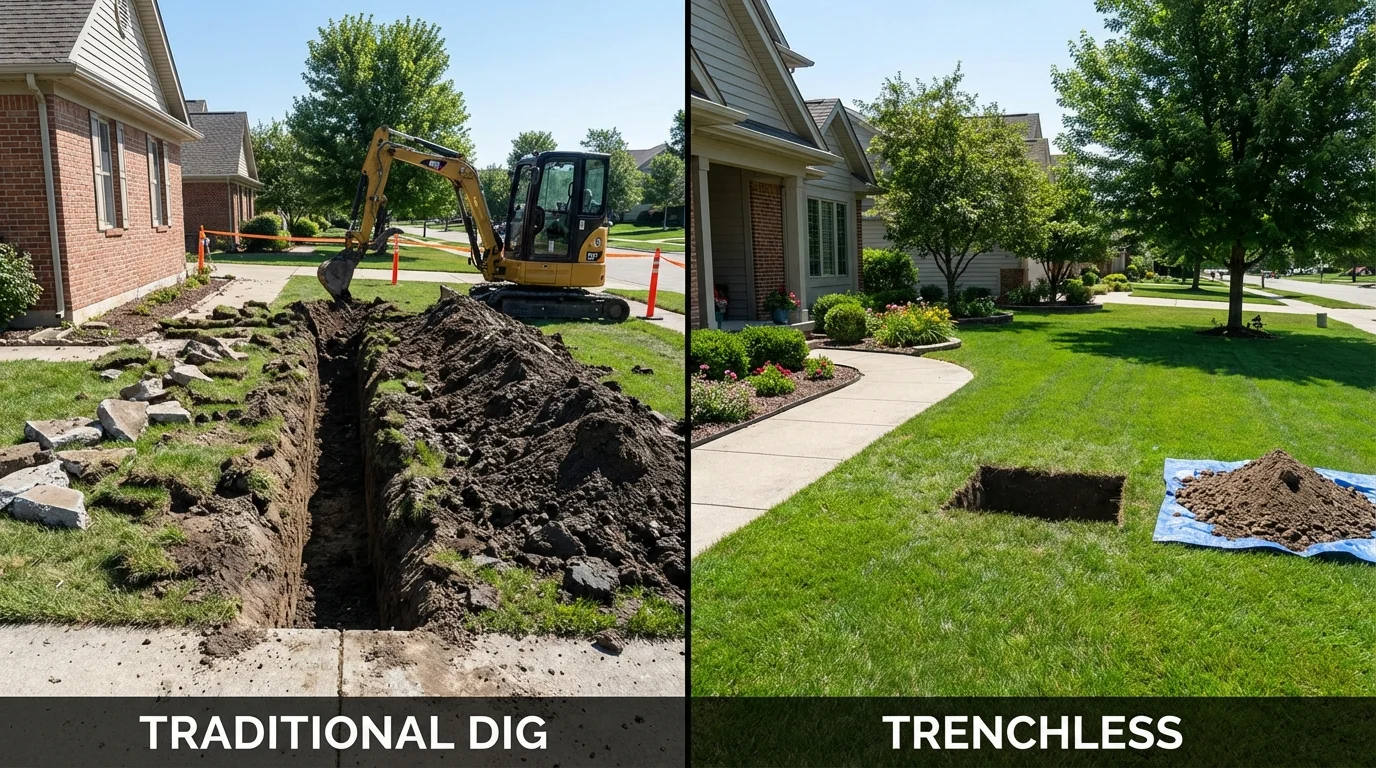 Trenchless sewer repair with minimal yard damage versus traditional excavation in Castle Rock, WA